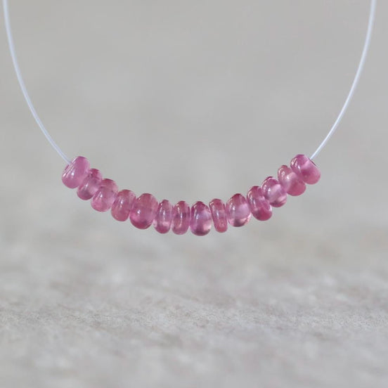 3mm Pink Sapphire Beads - Smooth Rondelle Micro Gemstone 10 Pcs