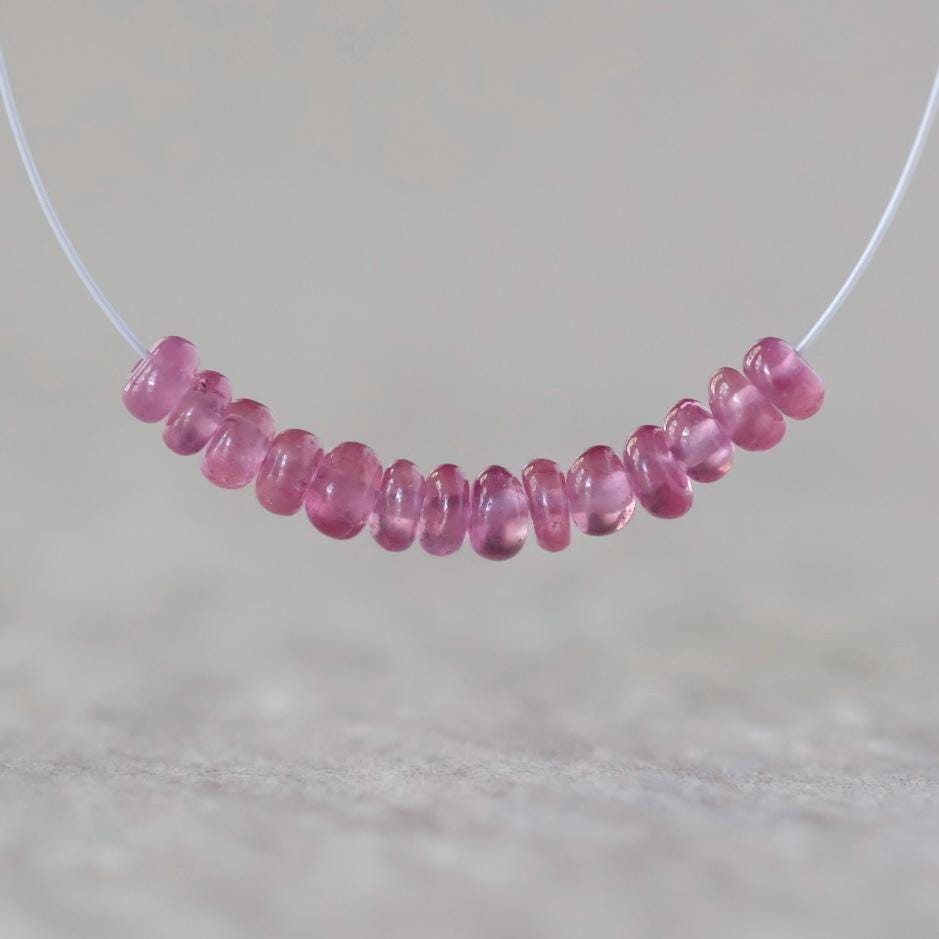 3mm Pink Sapphire Beads - Smooth Rondelle Micro Gemstone 10 Pcs