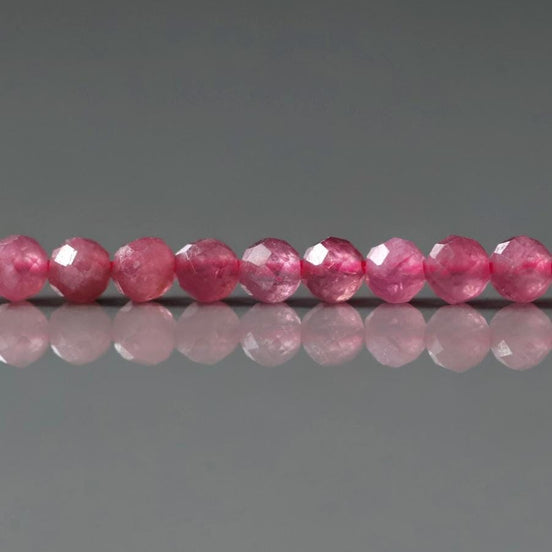 3mm Pink Tourmaline Beads – Faceted Round Micro Gemstone 15" Strand