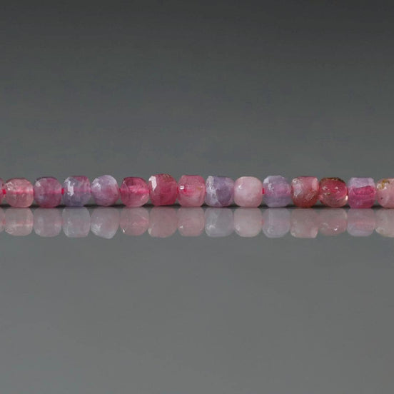 3mm Pink Tourmaline with Lepidolite Cube Beads Faceted 15" Sparkly Rare Gemstone Beads for Jewelry Making Beading Gift October Birthstone