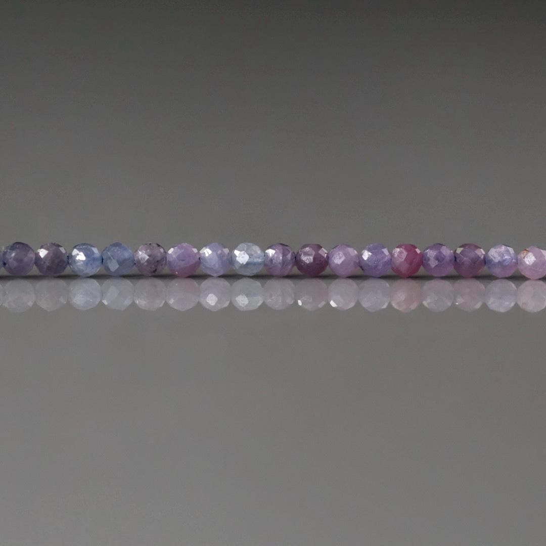 3mm Purple Pink Sapphire Beads Faceted Round 7" Raw Sapphire Genuine Gemstone Beads Jewelry Making Beading Craft Gift September Birthstone