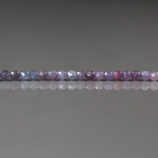 3mm Purple Pink Sapphire Beads Faceted Round 7" Raw Sapphire Genuine Gemstone Beads Jewelry Making Beading Craft Gift September Birthstone
