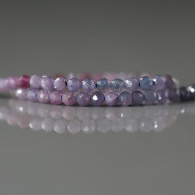 3mm Purple Pink Sapphire Beads Faceted Round 7" Raw Sapphire Genuine Gemstone Beads Jewelry Making Beading Craft Gift September Birthstone