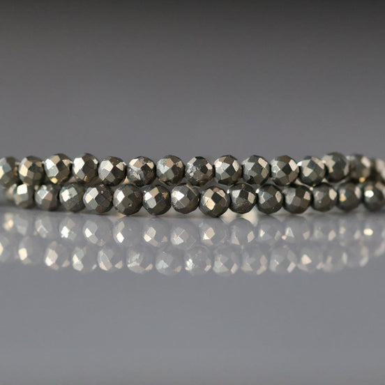 3mm Natural AAA Pyrite Beads Genuine Pyrite Beads 12.5" Gemstone Sparkly Beads for Jewelry Making Beading Crafter Gift