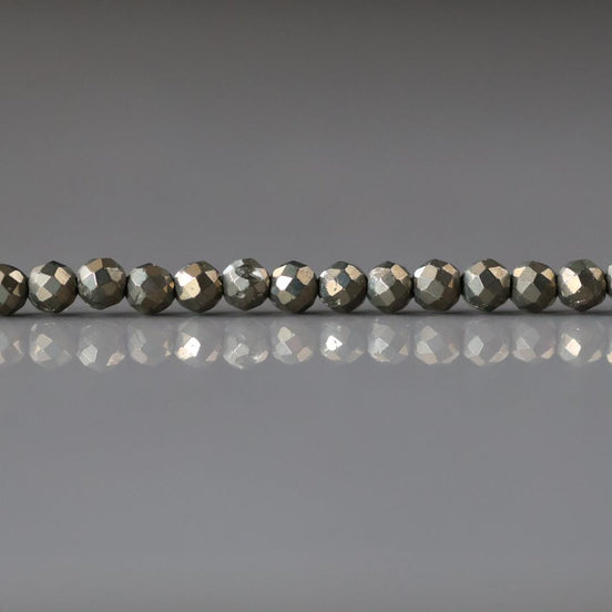 3mm Natural Pyrite Beads Genuine Pyrite Beads 15" Gemstone Sparkly Beads for Jewelry Making Beading Crafter Gift