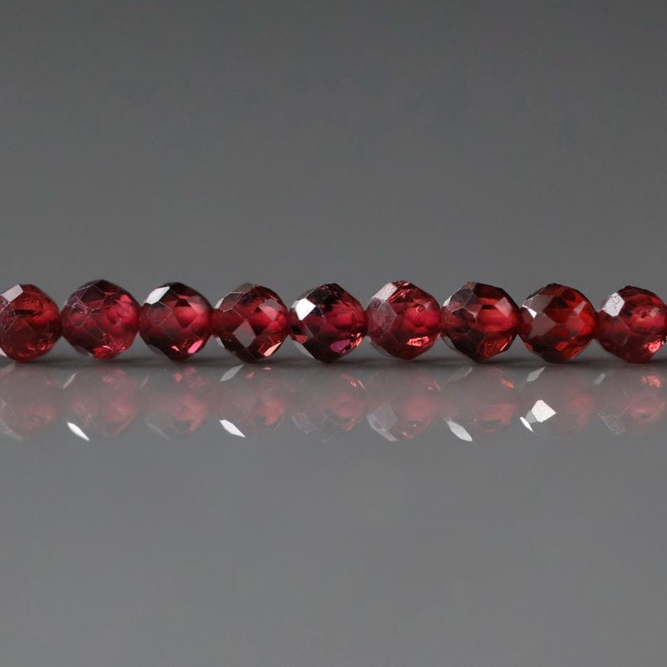 3mm AAA Pyrope Garnet Beads Micro Faceted Beads 15" Natural Red Garnet Gemstone Beads Beading Crafter Gift January Birthstone