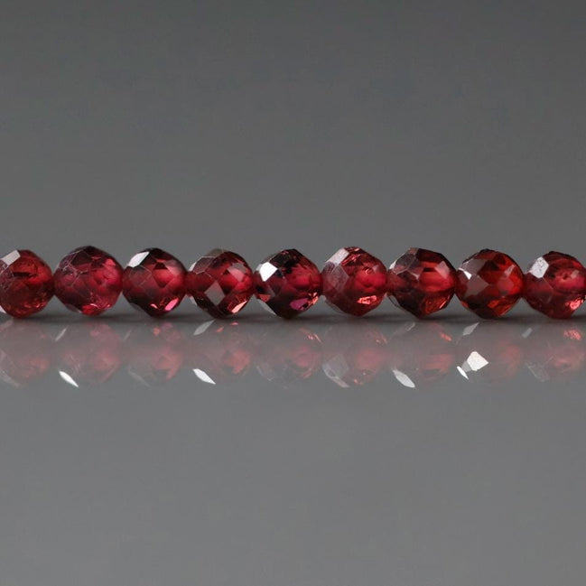 3mm AAA Pyrope Garnet Beads Micro Faceted Beads 15" Natural Red Garnet Gemstone Beads Beading Crafter Gift January Birthstone