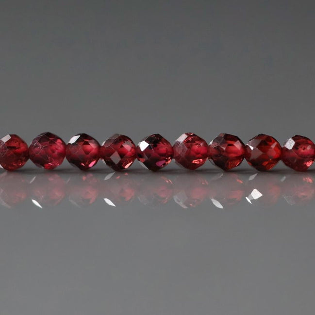3mm Pyrope Garnet Beads – Faceted Round Micro Gemstone 15" Strand