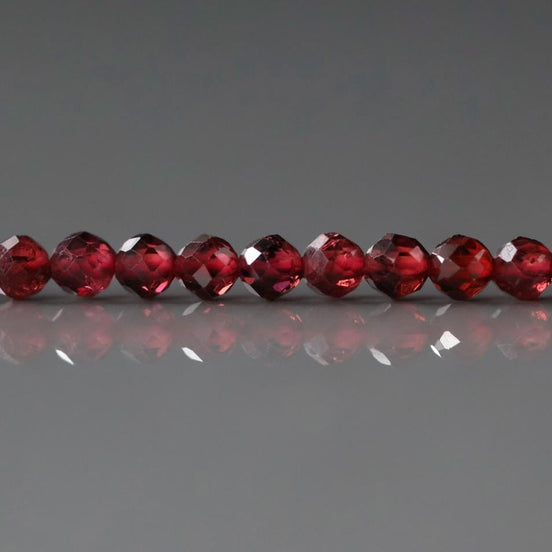 3mm Pyrope Garnet Beads – Faceted Round Micro Gemstone 15" Strand