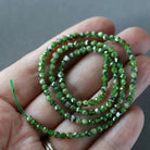 3mm Quartz with Chrome Diopside Beads – Faceted Round Micro Gemstone 15" Strand