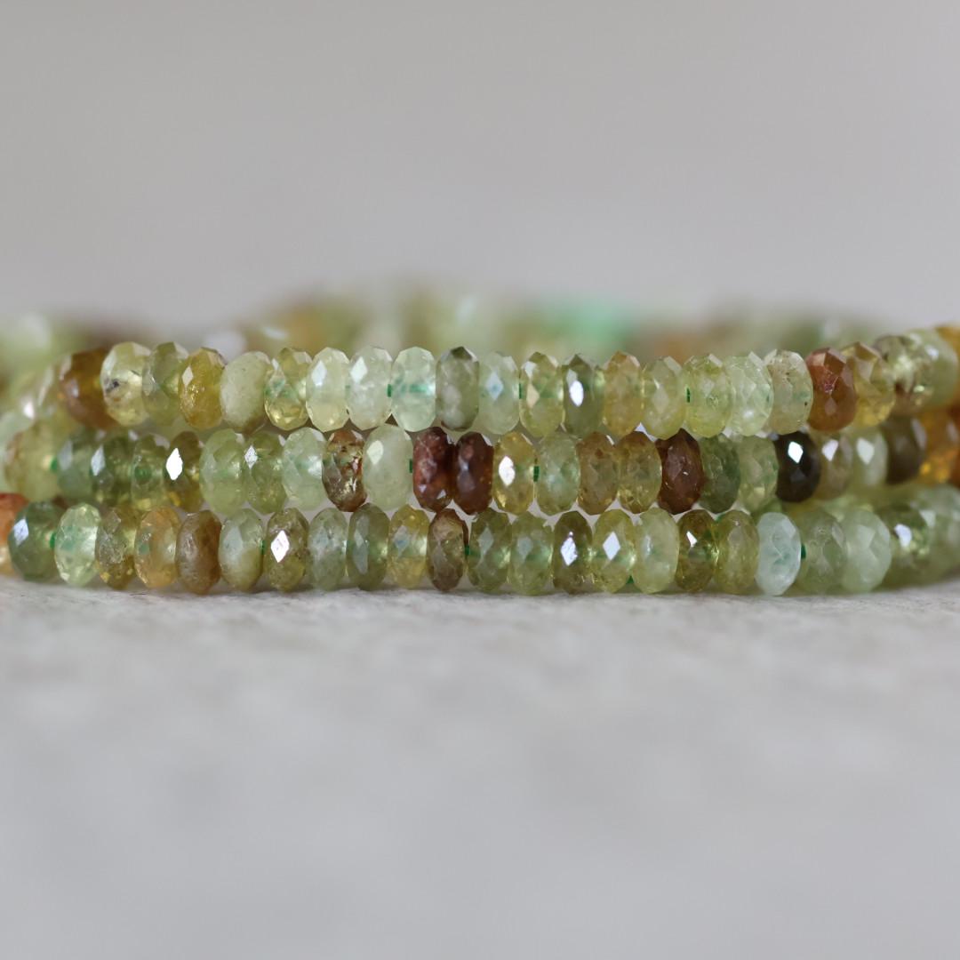 3mm Rare AAA Andradite Garnet Beads Faceted Rondelle Green Garnet Beads 7” Natural Gemstone DIY Jewelry Making Earrings Necklace