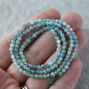 3mm Rare Blue Mint Green Kyanite Beads Faceted Round Natural Gemstone for DIY Jewelry Making Beading Supplies