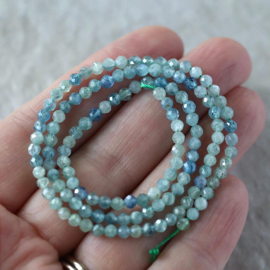 3mm Rare Blue Mint Green Kyanite Beads Faceted Round Natural Gemstone for DIY Jewelry Making Beading Supplies