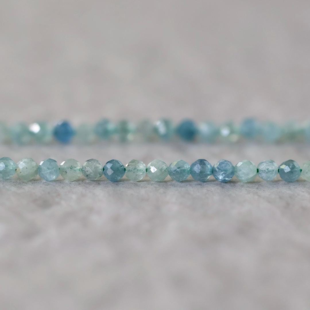 3mm Rare Blue Mint Green Kyanite Beads Faceted Round Natural Gemstone for DIY Jewelry Making Beading Supplies
