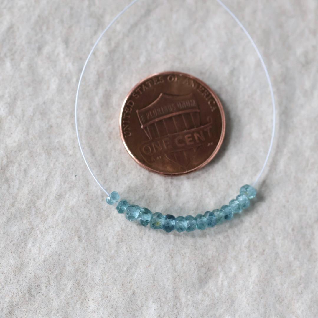 3mm Congo Indicolite Beads - Faceted Rondelle Micro Gemstone 1" Strand