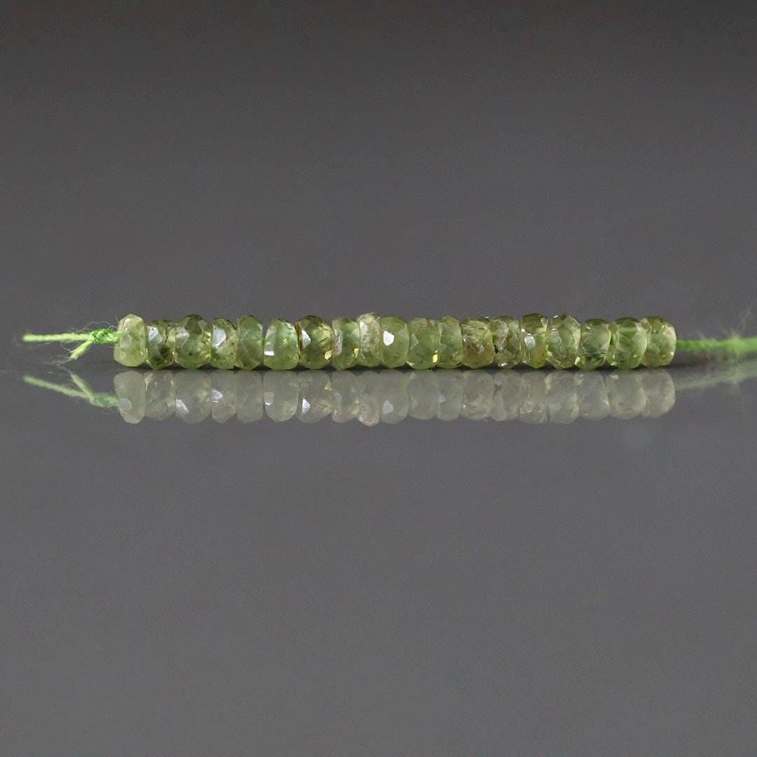 3mm Rare Demantoid Garnet Beads – Micro Faceted Rondelle Natural Gemstone