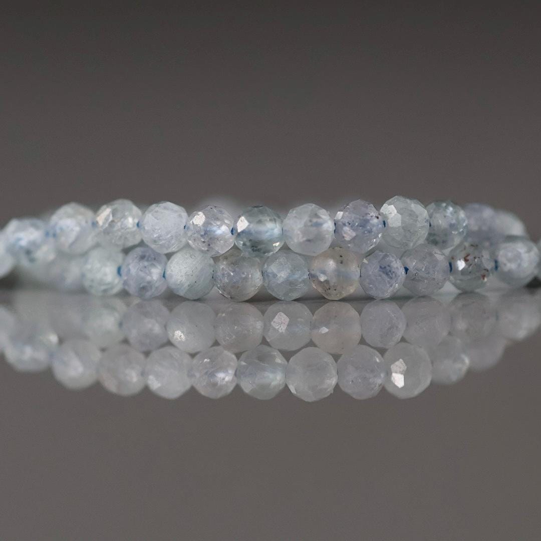 3mm Montana Sapphire Beads - Faceted Round Micro Gemstone 7" Strand