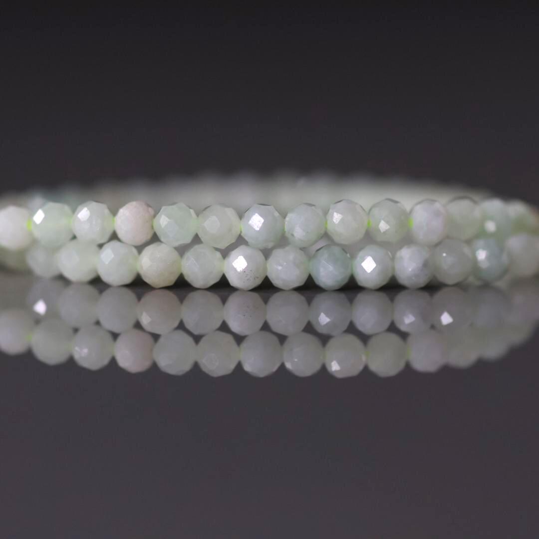 3mm Rare Myanmar Jadeite Beads Faceted 7” Natural Jade Genuine Gemstone Beads Sparkly DIY Jewelry Making Gift