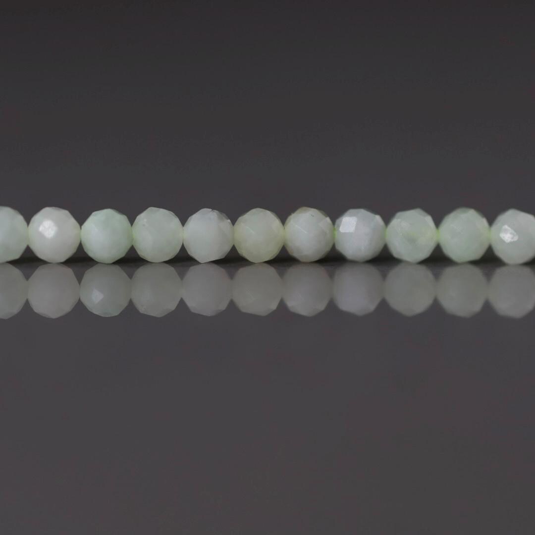 3mm Rare Myanmar Jadeite Beads - Faceted Round Natural Gemstone 7”