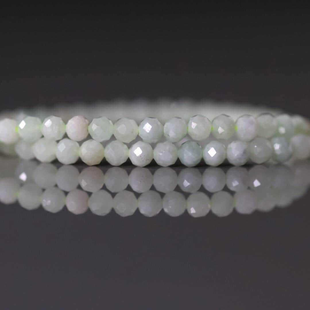 3mm Rare Myanmar Jadeite Beads - Faceted Round Natural Gemstone 7”