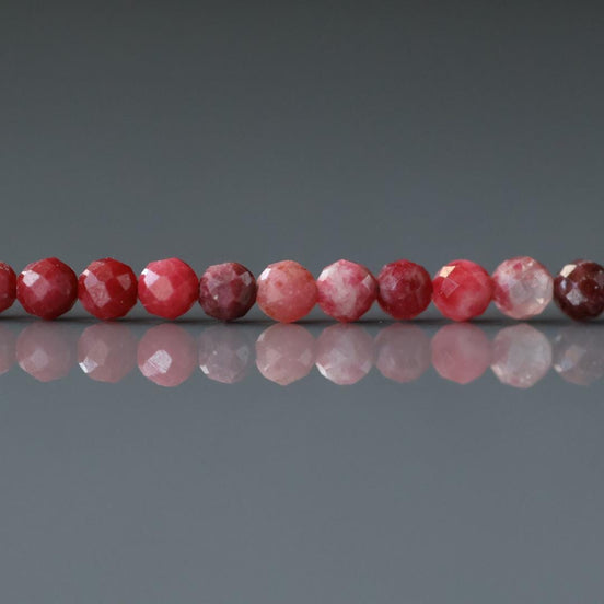 3mm AAA Thulite Beads Faceted Genuine Tiny Beads 6.5" Pink Red Gemstone Beads for Jewelry Making Beading Craft Gift Seed Beads