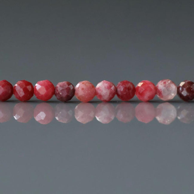 3mm AAA Thulite Beads Faceted Genuine Tiny Beads 6.5" Pink Red Gemstone Beads for Jewelry Making Beading Craft Gift Seed Beads