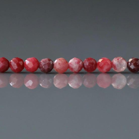 3mm AAA Thulite Beads Faceted Genuine Tiny Beads 6.5" Pink Red Gemstone Beads for Jewelry Making Beading Craft Gift Seed Beads