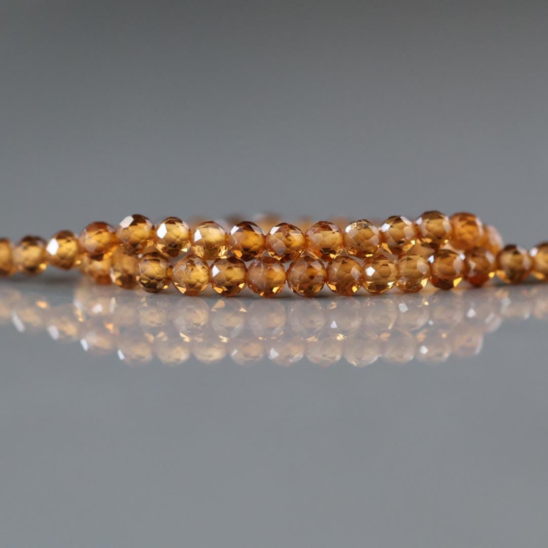 3mm Rare Topazolite Beads Yellow Garnet Strand 7" Faceted Genuine Gemstone Beads Natural for Jewelry Making Beading Craft Gift Beads