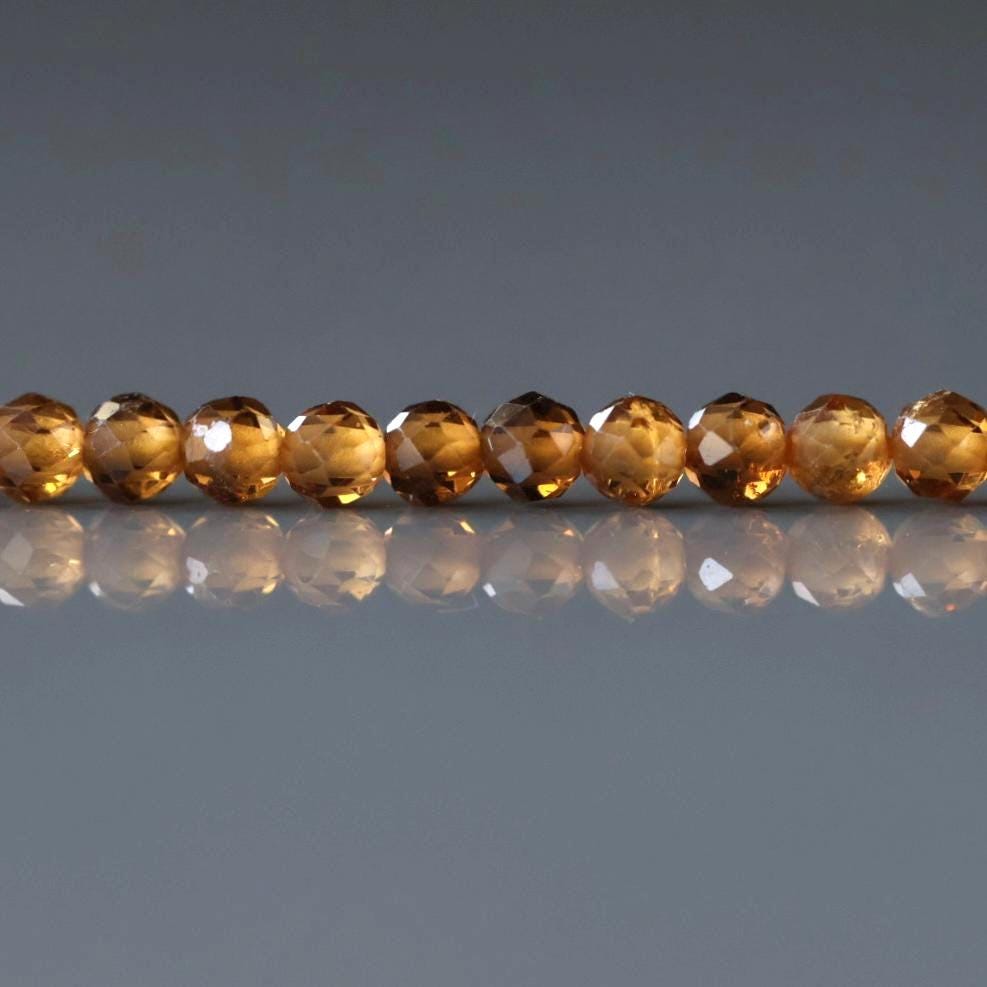 3mm Rare Topazolite Garnet Beads – Faceted Round Micro Gemstone 7" Strand