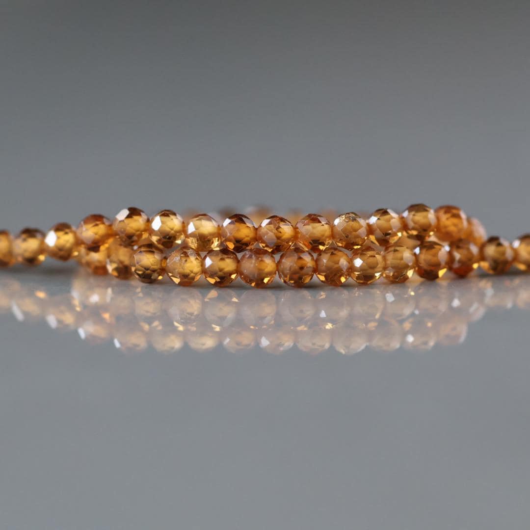 3mm Rare Topazolite Garnet Beads – Faceted Round Micro Gemstone 7" Strand