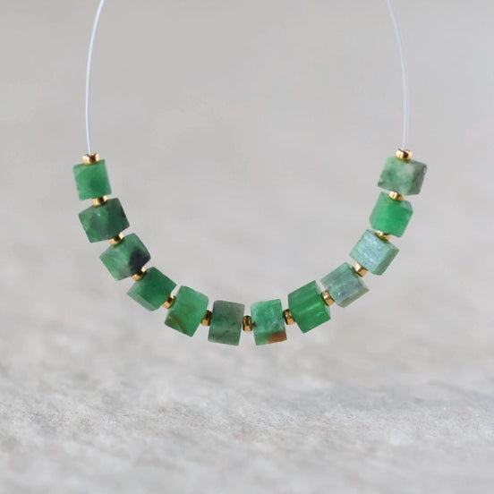 3mm Raw Tsavorite Garnet Cube Beads – Micro Gemstone - 14 pcs
