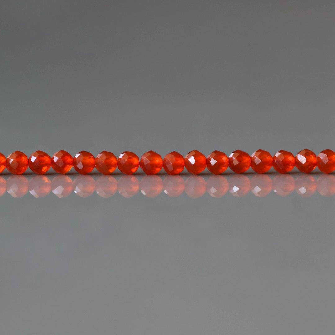 3mm Red Agate Faceted Beads 15" Genuine Red Agate Gemstone Beads Jewelry Making Beading Craft Gift Self-Love Abundance