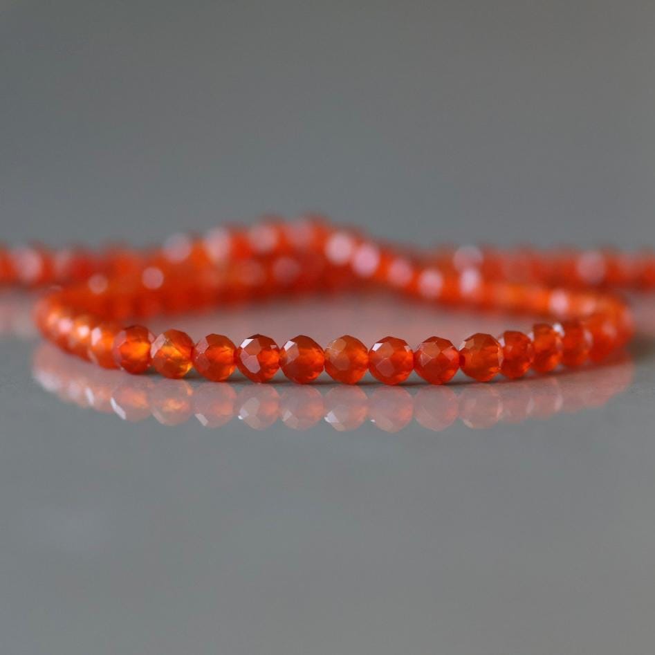 3mm Red Agate Faceted Beads 15" Genuine Red Agate Gemstone Beads Jewelry Making Beading Craft Gift Self-Love Abundance