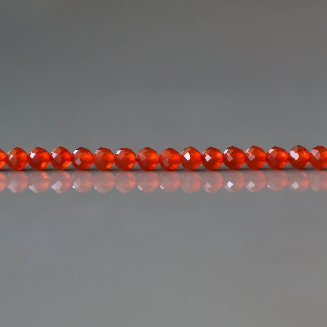 3mm Red Agate Beads ‚Äì Faceted Round Micro Gemstone 15" Strand