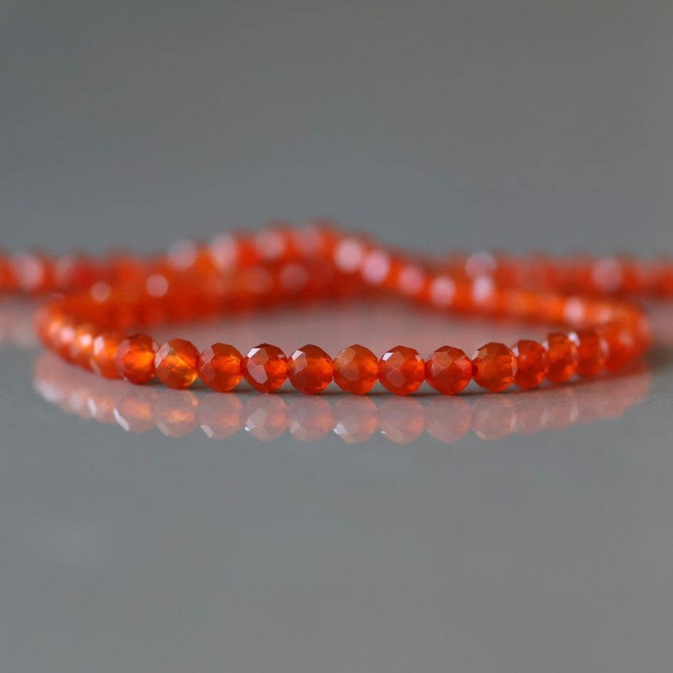 3mm Red Agate Beads ‚Äì Faceted Round Micro Gemstone 15" Strand