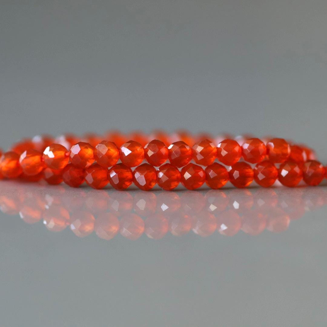 3mm Red Agate Beads ‚Äì Faceted Round Micro Gemstone 15" Strand