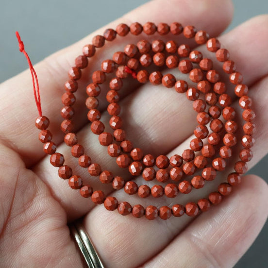 3mm Red Jasper Beads Micro Faceted Genuine Small Red Jasper Beads 15" Gemstone Beads for Jewelry Making Beading Gift for Crafter