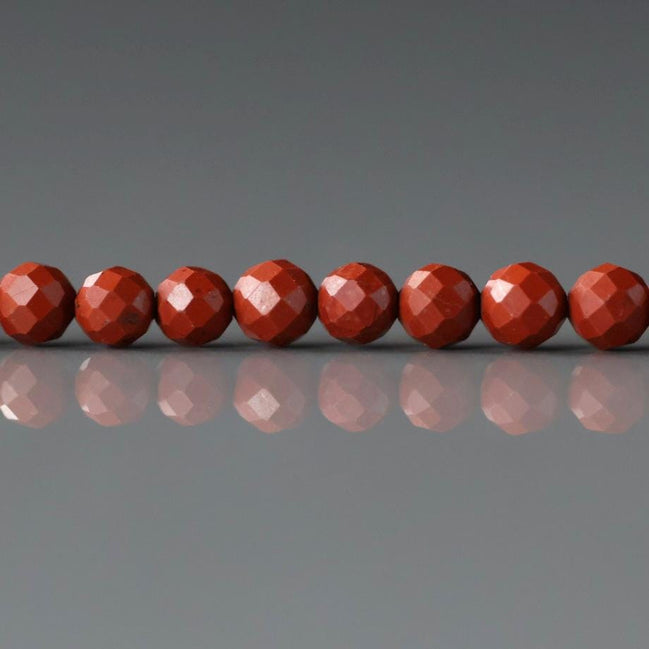 3mm Red Jasper Beads ‚Äì Faceted Round Micro Gemstone 15" Strand