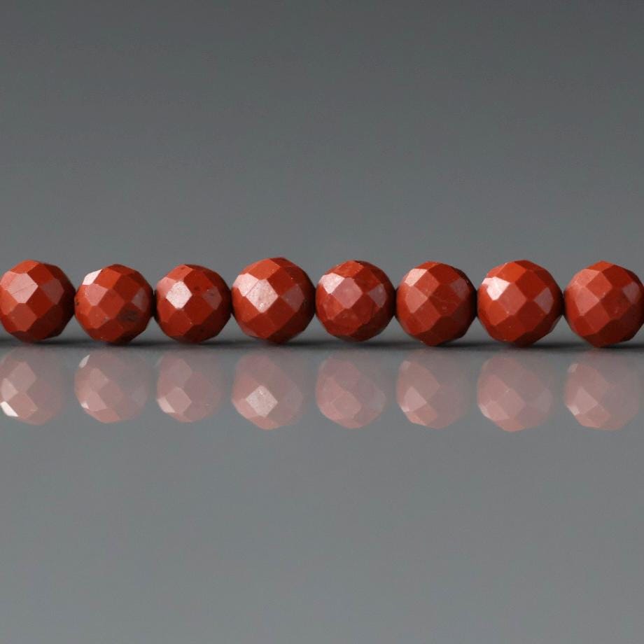 3mm Red Jasper Beads ‚Äì Faceted Round Micro Gemstone 15" Strand