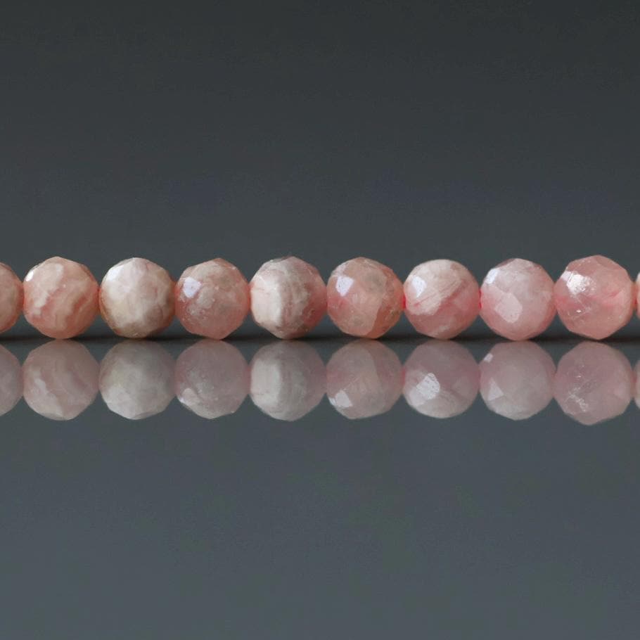 3mm Rhodochrosite Beads ‚Äì Faceted Round Micro Gemstone 15" Strand
