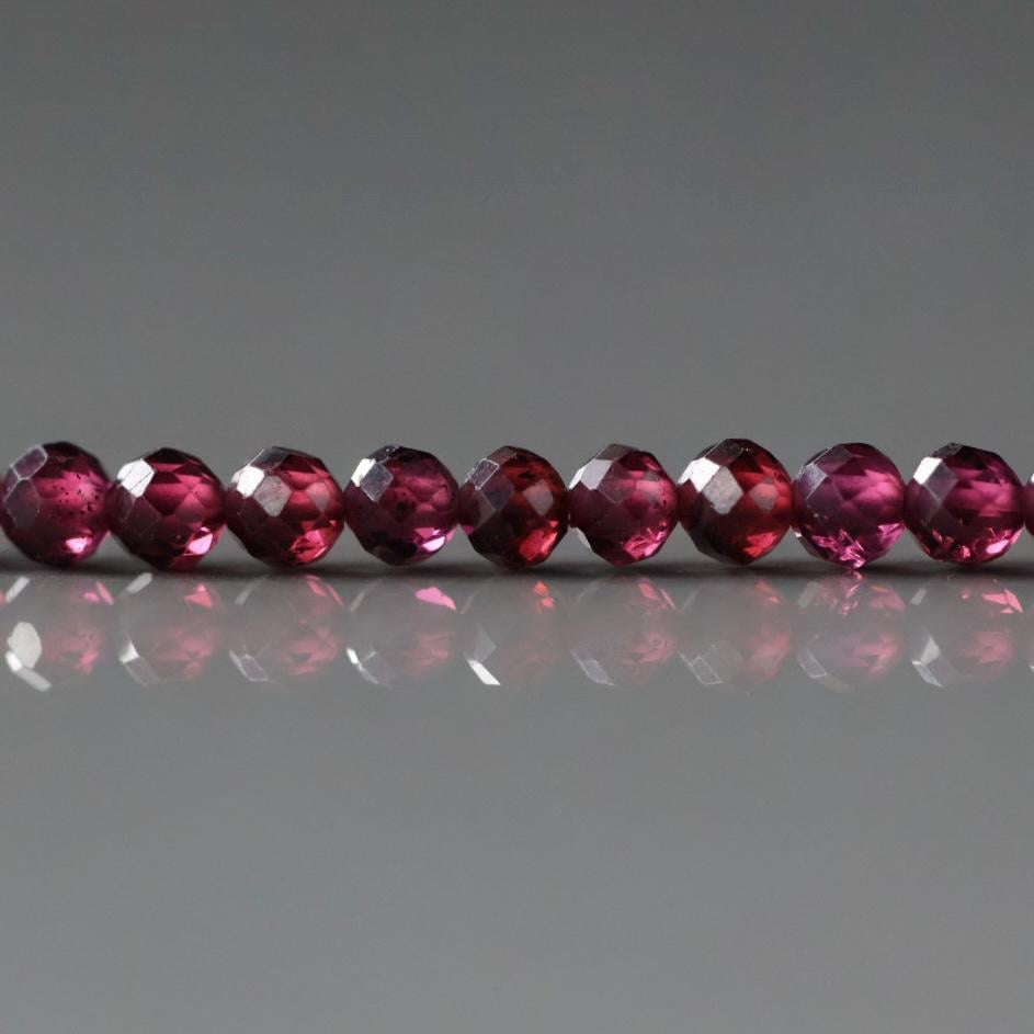 3mm Rhodolite Garnet Beads – Faceted Round Micro Gemstone 15" Strand