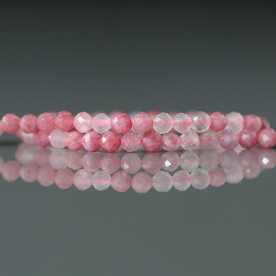 3mm Rare Rhodonite Beads in Quartz Matrix Faceted 15" Pink Genuine Gemstone Beads for Jewelry Making Beading Craft Gift Beads Self-Love