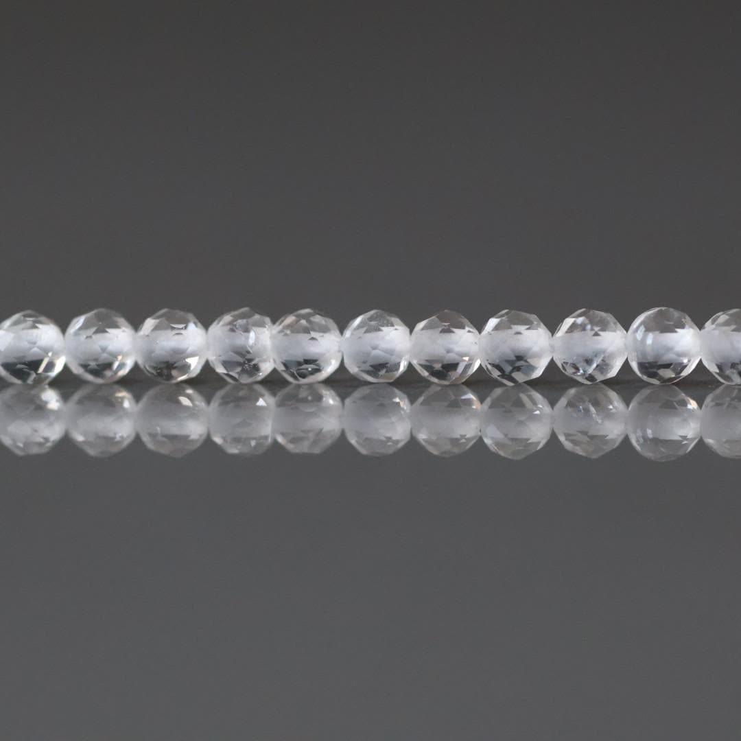 3mm Rock Quartz Beads - Faceted Round Micro Gemstone 15" Strand