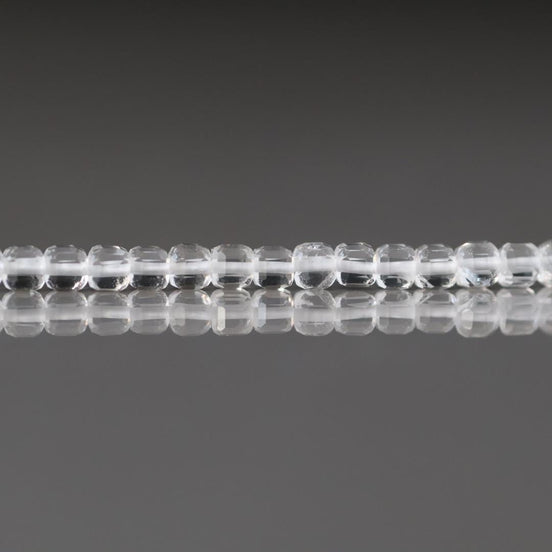 3mm Rock Quartz Cube Beads - Faceted Cube Micro Gemstone 15" Strand
