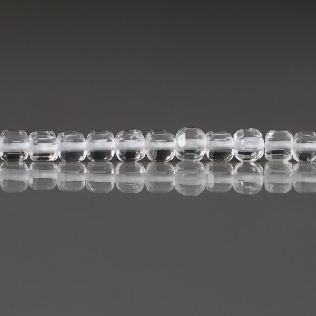 3mm Rock Quartz Cube Beads - Faceted Cube Micro Gemstone 15" Strand