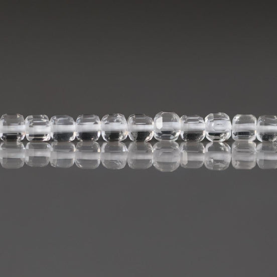 3mm Rock Quartz Cube Beads - Faceted Cube Micro Gemstone 15" Strand