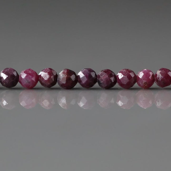 3mm Ruby Beads Micro Faceted Beads 15" Natural Crystal Beads Dark Pink Ruby Gemstone Beads Beading Crafter Gift July Birthstone DIY Jewelry
