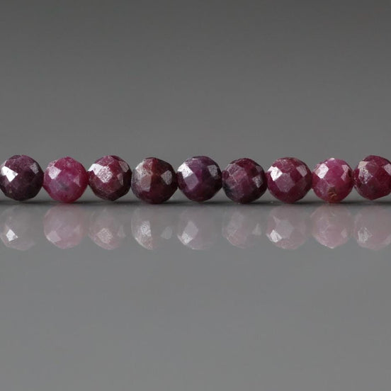3mm Ruby Beads Micro Faceted Beads 15" Natural Crystal Beads Dark Pink Ruby Gemstone Beads Beading Crafter Gift July Birthstone DIY Jewelry