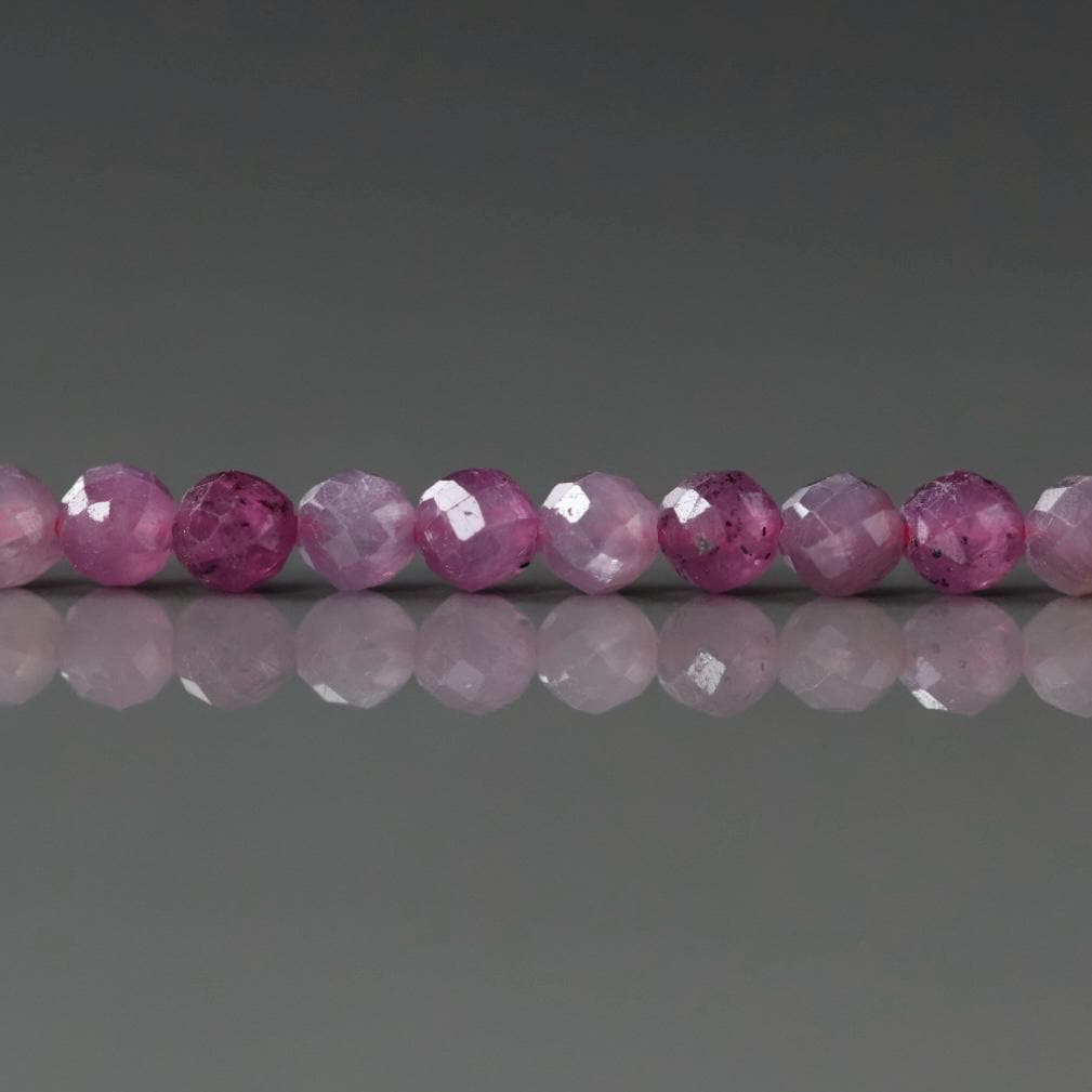 3mm Ruby Beads – Faceted Round Micro Gemstone 15" Strand