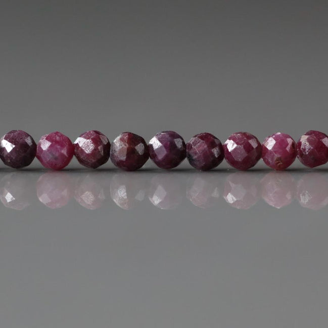 3mm Ruby Beads – Faceted Round Micro Gemstone 15" Strand
